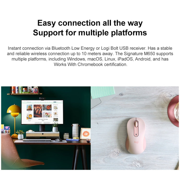 Logitech M650 5-keys 2000 DPI Wireless Bluetooth Silent Mouse (White) - free shipping - PMC Jewellery - Order now!