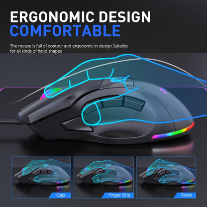 MKESPN X10 9-Buttons RGB Wired Full Speed Macro Definition Gaming Mouse - Wired Mice by MKESPN | Online Shopping South Africa | PMC Jewellery | Buy Now Pay Later Mobicred