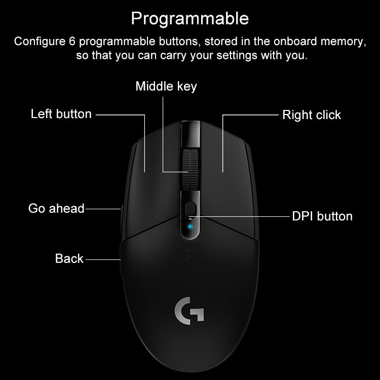 Logitech G304 LIGHTSPEED 12000 DPI 6 Programmable Buttons HERO Sensor Wireless Gaming Mouse (Black) - free shipping - PMC Jewellery - Order now!