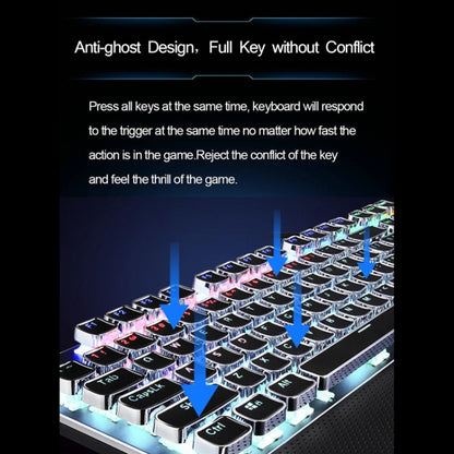 AULA F2088 108 Keys Mixed Light Plating Punk Mechanical Blue Switch Wired USB Gaming Keyboard with Metal Button(Silver) - Wired Keyboard by AULA | Online Shopping South Africa | PMC Jewellery | Buy Now Pay Later Mobicred