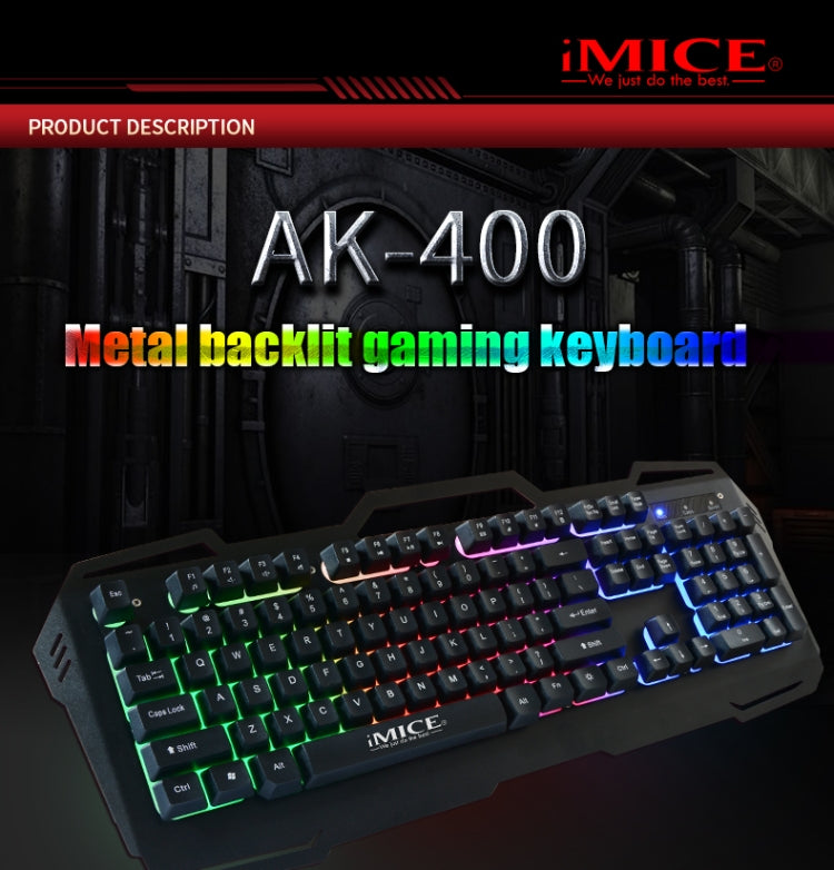 iMICE AK-400 USB Interface 104 Keys Wired Colorful Backlight Gaming Keyboard for Computer PC Laptop(Black) - free shipping - PMC Jewellery - Order now!