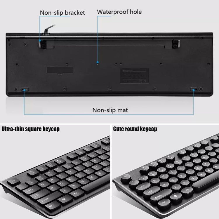 ZGB S500 Square Key USB Wired Computer Keyboard(Black) - Wired Keyboard by Chasing Leopard | Online Shopping South Africa | PMC TechLife | Buy Now Pay Later Mobicred