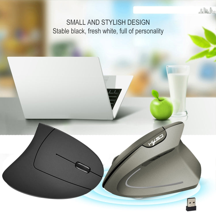 HXSJ T24 6 Buttons 2400 DPI 2.4G Wireless Vertical Ergonomic Mouse with USB Receiver(Grey) - free shipping - PMC Jewellery - Order now!