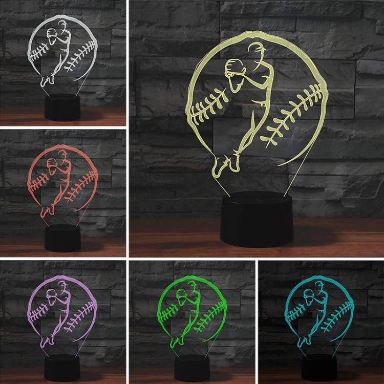 Baseball Sport Shape 3D Colorful LED Vision Light Table Lamp, Crack Touch Version - free shipping - PMC TechLife - Order now!