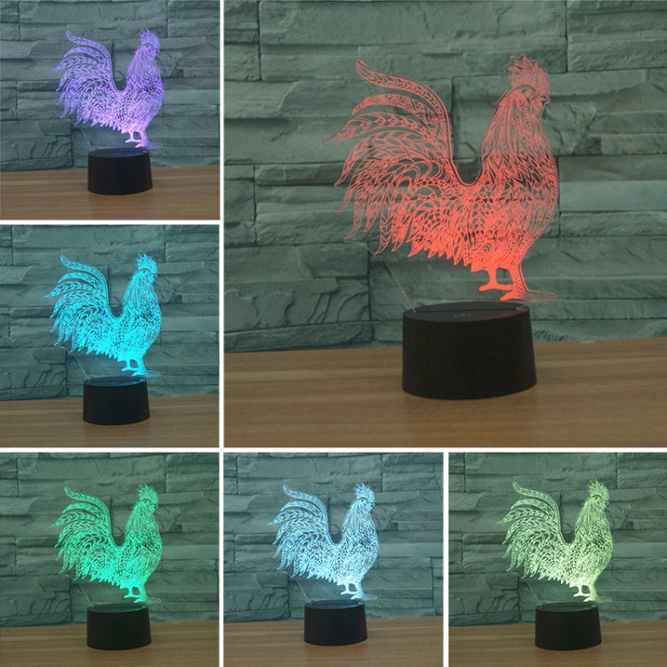 Cock Shape 3D Colorful LED Vision Light Table Lamp, USB Touch Version - Novelty Lighting by PMC TechLife | Online Shopping South Africa | PMC TechLife | Buy Now Pay Later Mobicred