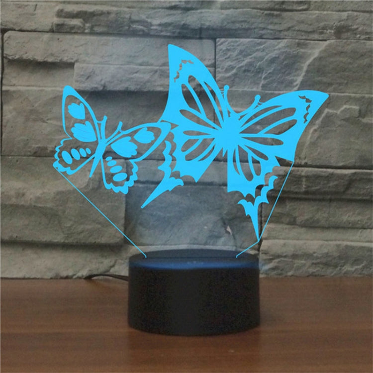 Two Butterflies Shape 3D Colorful LED Vision Light Table Lamp, USB & Battery Version - Novelty Lighting by PMC TechLife | Online Shopping South Africa | PMC TechLife | Buy Now Pay Later Mobicred