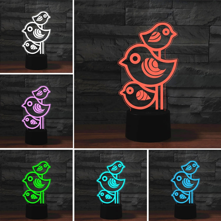 Three Birds Shape 3D Colorful LED Vision Light Table Lamp, Charging Touch Version - Novelty Lighting by PMC TechLife | Online Shopping South Africa | PMC TechLife | Buy Now Pay Later Mobicred