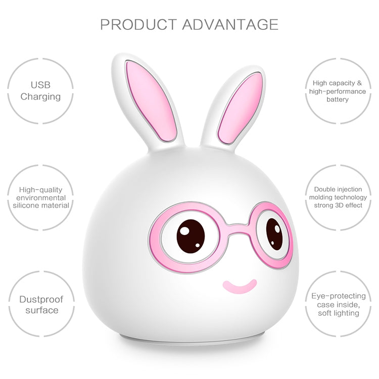 Smiling Rabbit Creative Touch 3D LED Decorative Night Light, USB Charging Version (Pink) - Night Lights by PMc TechLife | Online Shopping South Africa | PMc TechLife | Buy Now Pay Later Mobicred