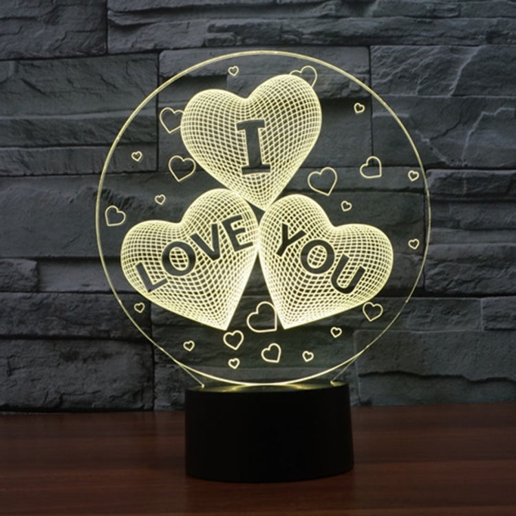 Three Hearts Shape 3D Touch Switch Control LED Night Light , 7-color Discoloration Creative Visual Stereo Lamp Desk Lamp Novelty Gift - Novelty Lighting by PMc TechLife | Online Shopping South Africa | PMc TechLife | Buy Now Pay Later Mobicred