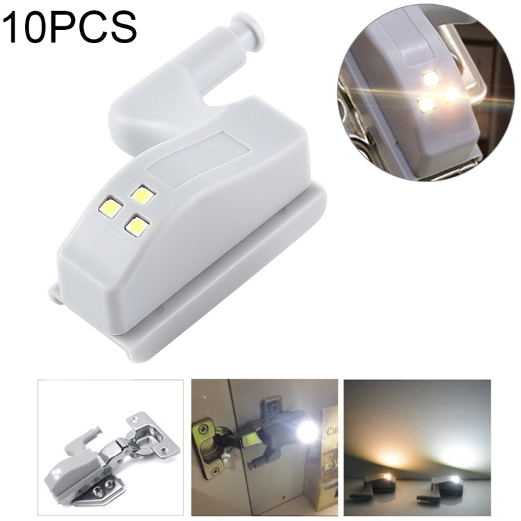 10 PCS 0.3W Universal Inner Hinge LED Sensor lamp Cupboard 3 LEDs Night light Auto ON/OFF Bulb(Warm White) - Sensor LED Lights by PMC TechLife | Online Shopping South Africa | PMC TechLife | Buy Now Pay Later Mobicred