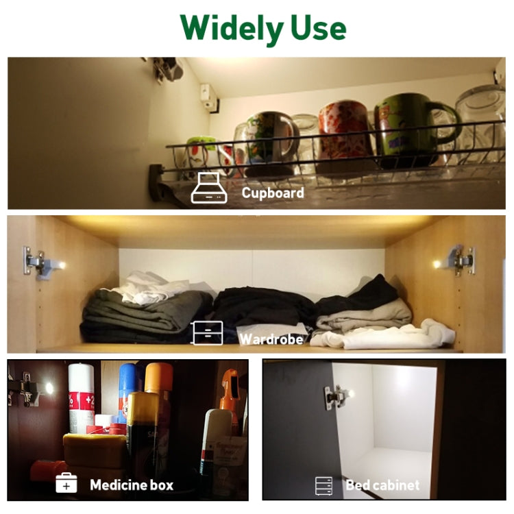10 PCS 0.3W Universal Inner Hinge LED Sensor lamp Cupboard 3 LEDs Night light Auto ON/OFF Bulb(Warm White) - Sensor LED Lights by PMC TechLife | Online Shopping South Africa | PMC TechLife | Buy Now Pay Later Mobicred