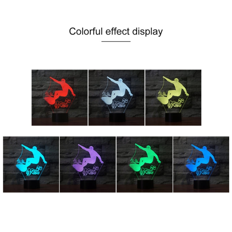 Surf Riding Shape 3D Colorful LED Vision Light Table Lamp, USB & Battery Version - Novelty Lighting by PMC TechLife | Online Shopping South Africa | PMC TechLife | Buy Now Pay Later Mobicred