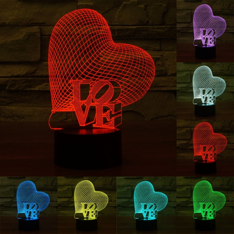 Heart and LOVE Style 3D Touch Switch Control LED Light, 7 Colour Discoloration Creative Visual Stereo Lamp Desk Lamp Night Light - Novelty Lighting by PMC TechLife | Online Shopping South Africa | PMC TechLife | Buy Now Pay Later Mobicred