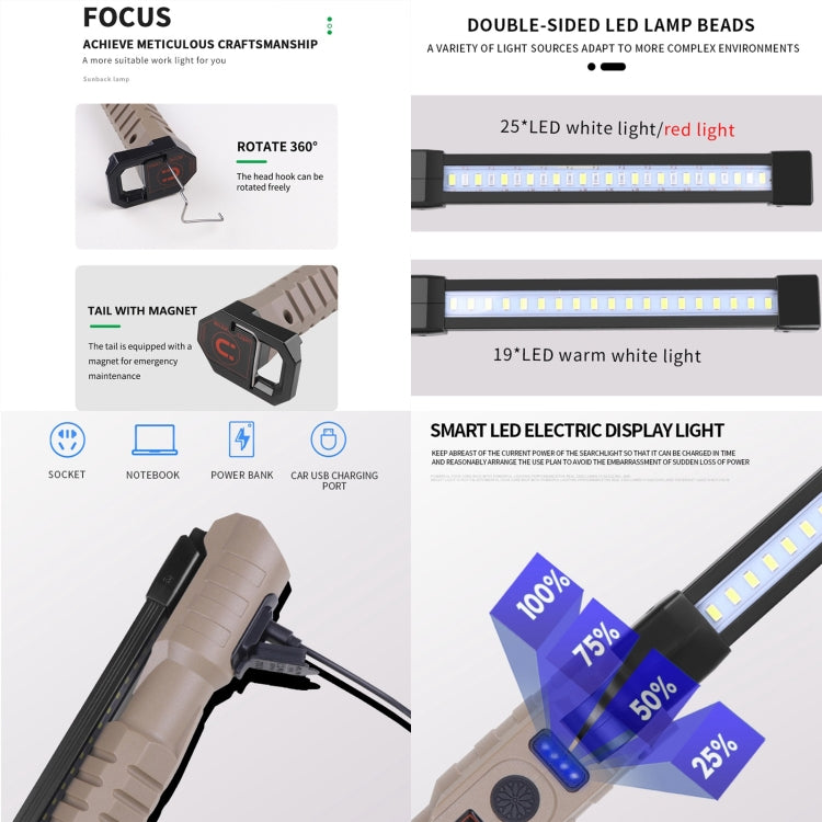 FA-WK06 Multifunctional Rechargeable Folding Work Emergency Light with Power Bank Function - Camping Lighting by PMc TechLife | Online Shopping South Africa | PMc TechLife | Buy Now Pay Later Mobicred