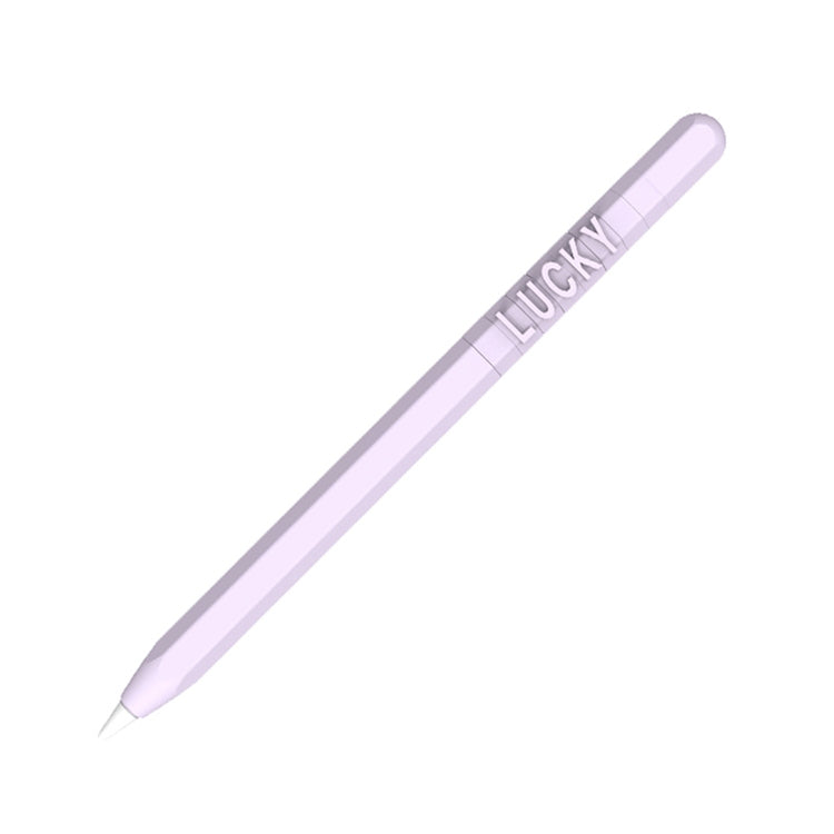 LOVE MEI For Apple Pencil 1 Number Letter Design Stylus Pen Silicone Protective Case Cover(Purple) - Pencil Accessories by LOVE MEI | Online Shopping South Africa | PMC Jewellery