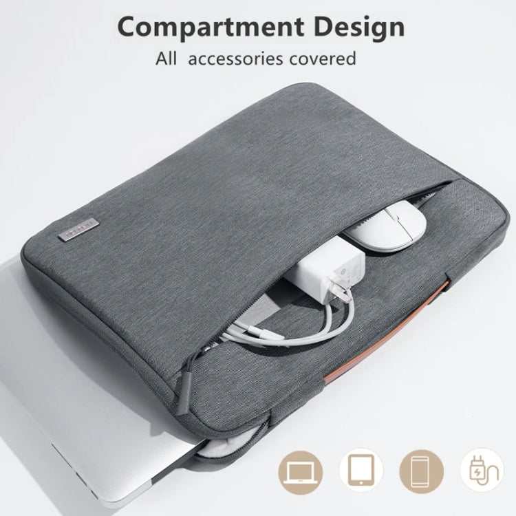 For 16 inch Laptop Zipper Waterproof  Handheld Sleeve Bag (Grey) - 13.3 inch by PMC TechLife | Online Shopping South Africa | PMC TechLife | Buy Now Pay Later Mobicred