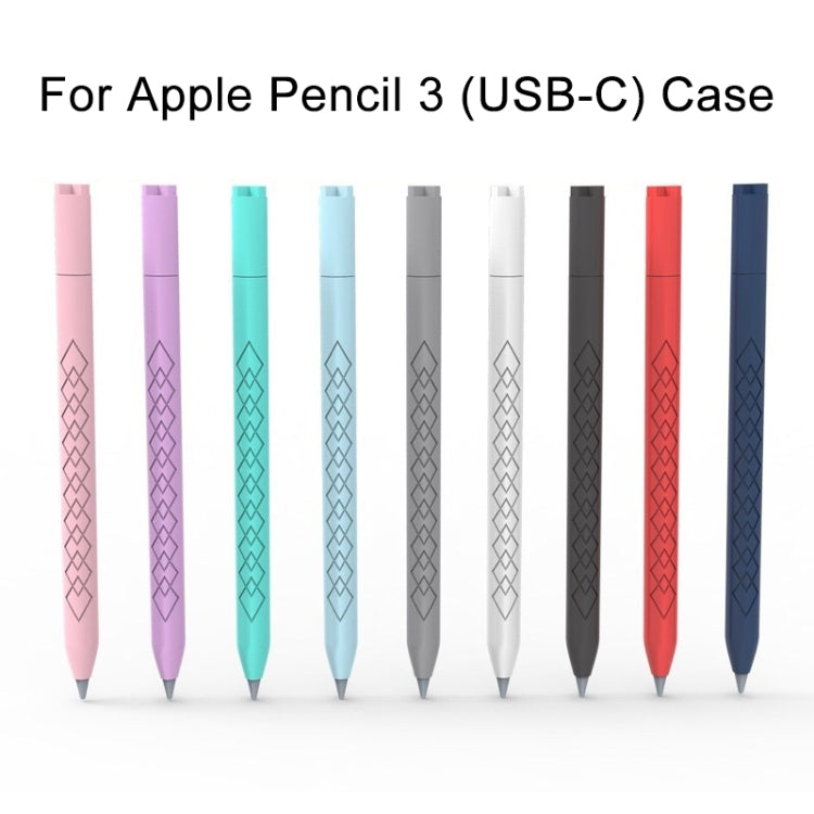 For Apple Pencil (USB-C) Diamond Pattern Silicone Stylus Pen Protective Case (White) - Pencil Accessories by PMC Jewellery | Online Shopping South Africa | PMC Jewellery | Buy Now Pay Later Mobicred