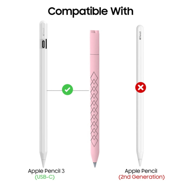 For Apple Pencil (USB-C) Diamond Pattern Silicone Stylus Pen Protective Case (White) - Pencil Accessories by PMC Jewellery | Online Shopping South Africa | PMC Jewellery | Buy Now Pay Later Mobicred