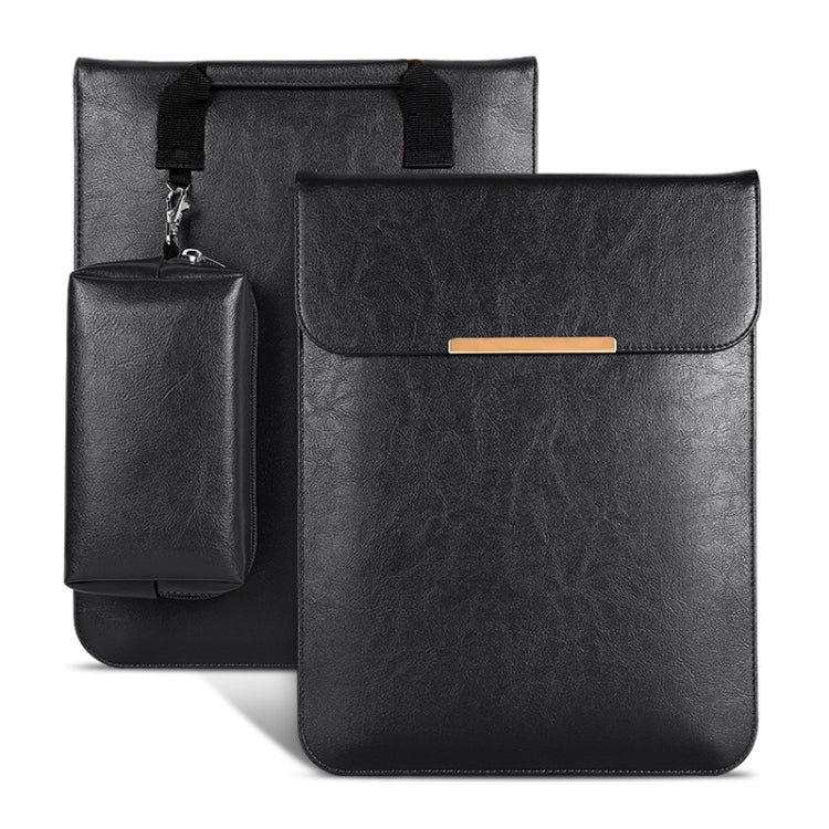 13.3 inch Laptop 2 in 1 PU Leather Sleeve Liner Bag with Mouse Storage Bag(Black) - 13.3 inch by PMC TechLife | Online Shopping South Africa | PMC TechLife | Buy Now Pay Later Mobicred
