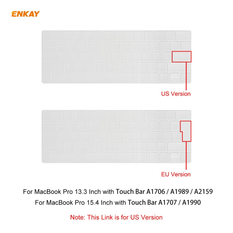 ENKAY TPU Keyboard Protector Cover for MacBook Pro 13.3 inch A1706 / A1989 / A2159 & Pro 15.4 inch A1707 / A1990 (withTouch Bar) , US Version - Keyboard Protector by ENKAY | Online Shopping South Africa | PMC Jewellery | Buy Now Pay Later Mobicred