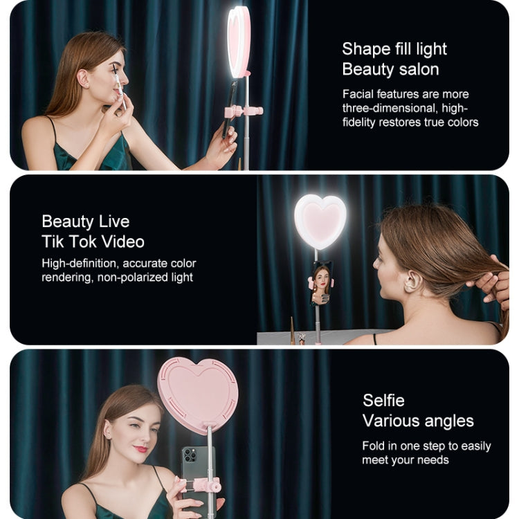 G5 Heart Shape Multi-function Live Broadcast Beauty Fill Light Mobile Phone Holder (Pink) - Selfie Light by PMC Jewellery | Online Shopping South Africa | PMC Jewellery | Buy Now Pay Later Mobicred