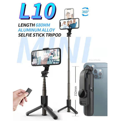 L10 Mini Bluetooth Selfie Stick Tripod Mobile Phone Holder (Black) - Selfie Sticks by PMC Jewellery | Online Shopping South Africa | PMC Jewellery | Buy Now Pay Later Mobicred