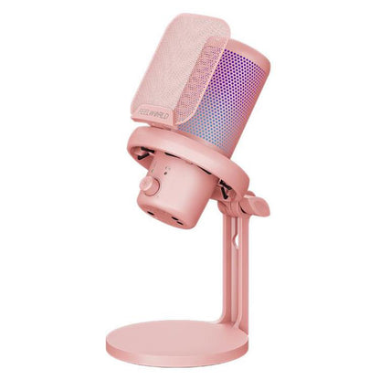 FEELWORLD VM1 USB Condenser Gaming Microphone for Streaming Noise Cancellation Mute RGB Light Desktop Stand (Pink) - Microphone by FEELWORLD | Online Shopping South Africa | PMC Jewellery | Buy Now Pay Later Mobicred