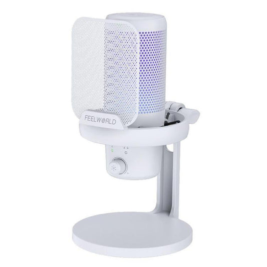 FEELWORLD VM1 USB Condenser Gaming Microphone for Streaming Noise Cancellation Mute RGB Light Desktop Stand (White) - Microphone by FEELWORLD | Online Shopping South Africa | PMC Jewellery | Buy Now Pay Later Mobicred