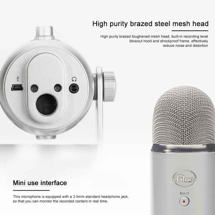 Logitech Blue Yeti USB Condenser Microphone(Silver) - Microphone by Logitech | Online Shopping South Africa | PMC TechLife | Buy Now Pay Later Mobicred