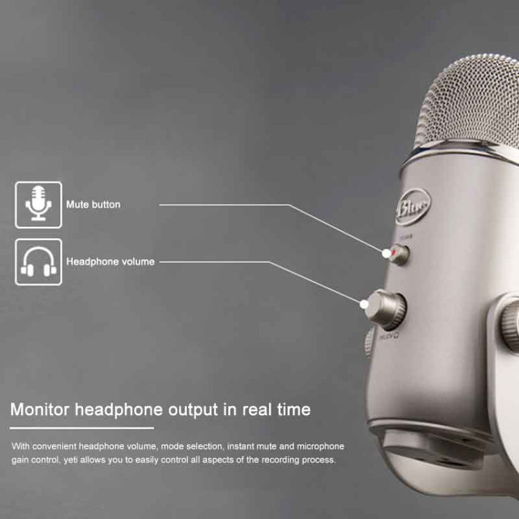 Logitech Blue Yeti USB Condenser Microphone(Silver) - Microphone by Logitech | Online Shopping South Africa | PMC Jewellery | Buy Now Pay Later Mobicred