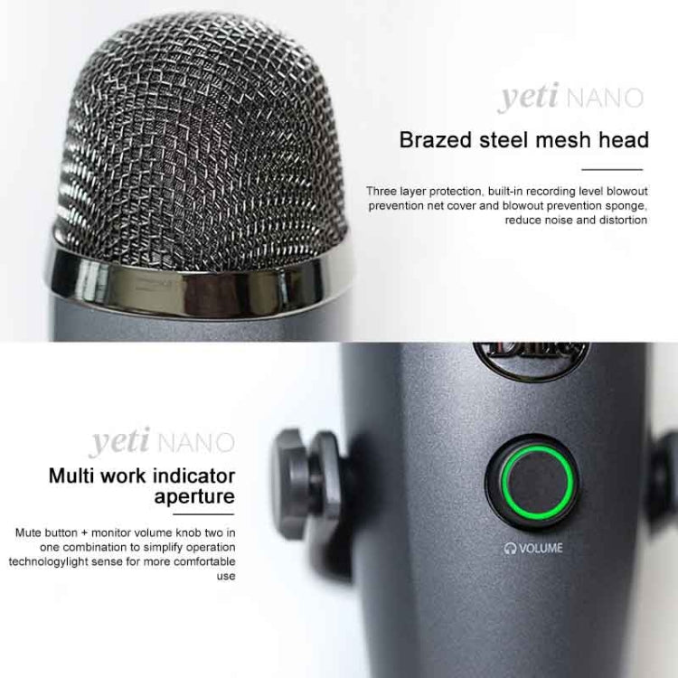 Logitech Blue Yeti Nano Condenser Digital USB Live Broadcast Microphone (Grey) - Microphone by Logitech | Online Shopping South Africa | PMC Jewellery | Buy Now Pay Later Mobicred