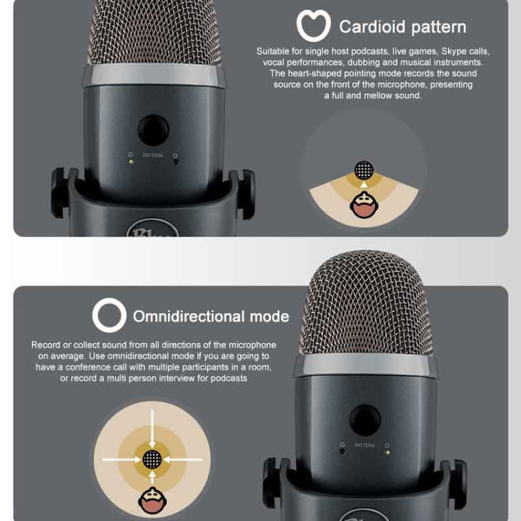 Logitech Blue Yeti Nano Condenser Digital USB Live Broadcast Microphone (Grey) - Microphone by Logitech | Online Shopping South Africa | PMC Jewellery | Buy Now Pay Later Mobicred