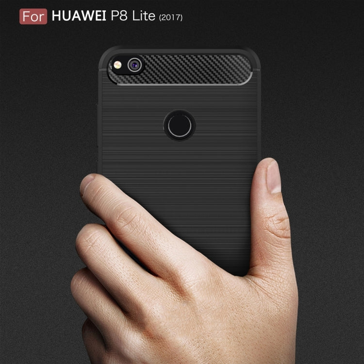 For Huawei  P8 Lite (2017) Brushed Carbon Fiber Texture Shockproof TPU Protective Case(Dark Blue) - Huawei Cases by PMC TechLife | Online Shopping South Africa | PMC TechLife | Buy Now Pay Later Mobicred
