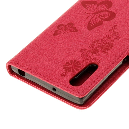 For Sony Xperia XZ Power Butterflies Embossing Horizontal Flip Leather Case with Holder & Card Slots & Wallet & Lanyard(Magenta) - Sony Cases by PMC Jewellery | Online Shopping South Africa | PMC Jewellery