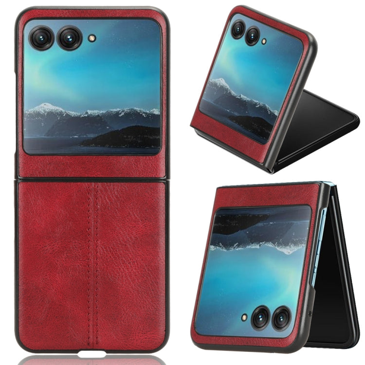 For Motorola Moto Razr 40 Ultra Sewing Cow Pattern Skin PC + PU + TPU Phone Case (Red) - Motorola Cases by PMC Jewellery | Online Shopping South Africa | PMC Jewellery