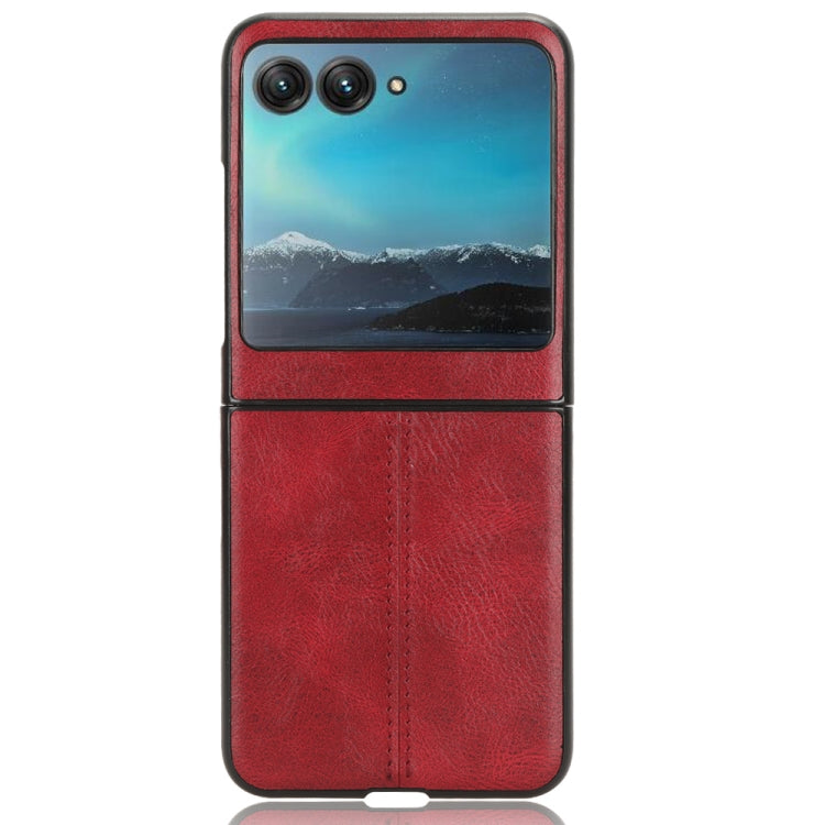 For Motorola Moto Razr 40 Ultra Sewing Cow Pattern Skin PC + PU + TPU Phone Case (Red) - Motorola Cases by PMC Jewellery | Online Shopping South Africa | PMC Jewellery