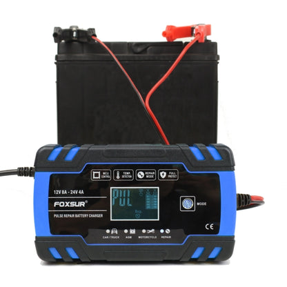 FOXSUR 12V-24V Car Motorcycle Truck Repair Battery Charger AGM Charger, US Plug (Blue) - Battery Charger by FOXSUR | Online Shopping South Africa | PMC Jewellery | Buy Now Pay Later Mobicred