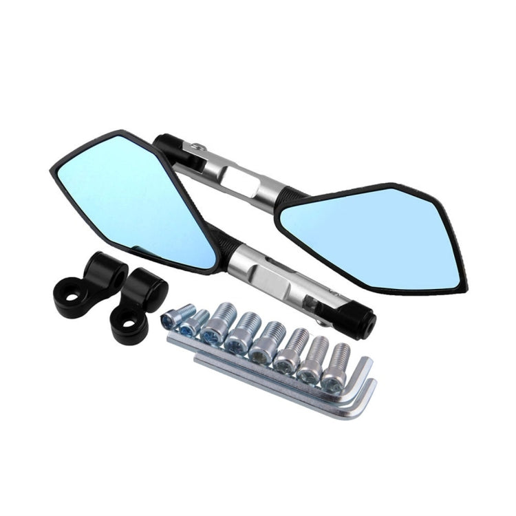 Modified Motorcycle Aluminium Alloy Rhombus Reflective Light Side Rearview Mirror (White) - Side Mirrors by PMC Jewellery | Online Shopping South Africa | PMC Jewellery | Buy Now Pay Later Mobicred