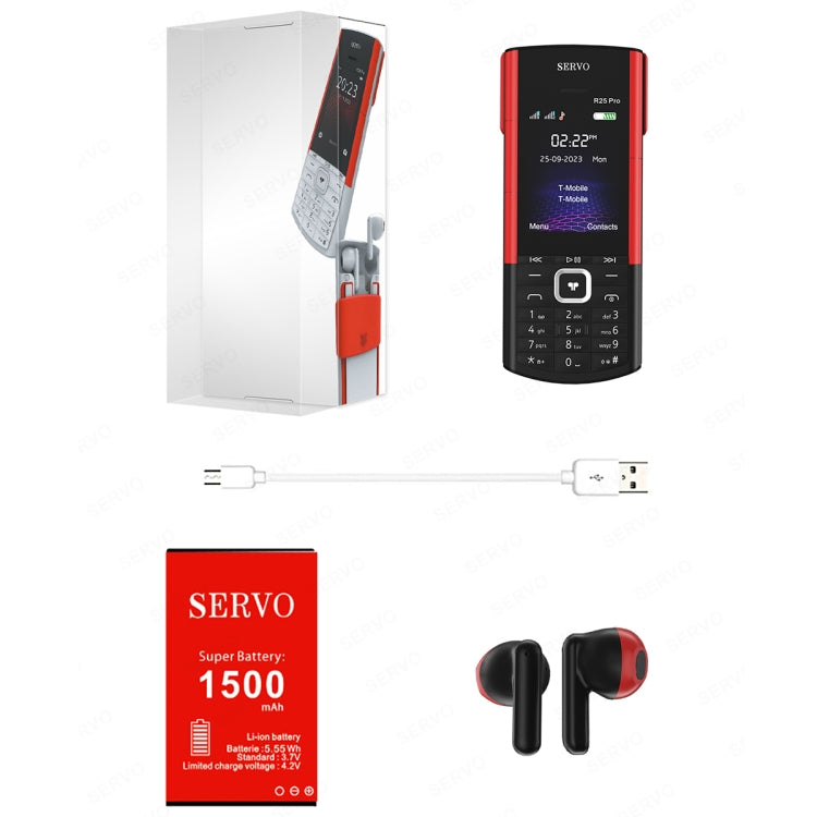 SERVO R25 Pro Mobile Phone with TWS Bluetooth Headsets, 2.4 inch, 24 Keys, Support Bluetooth, Quick Dial, Auto Response, FM, Flashlight, GSM, Dual SIM (Black Red) - free shipping - PMC Jewellery - Order now!