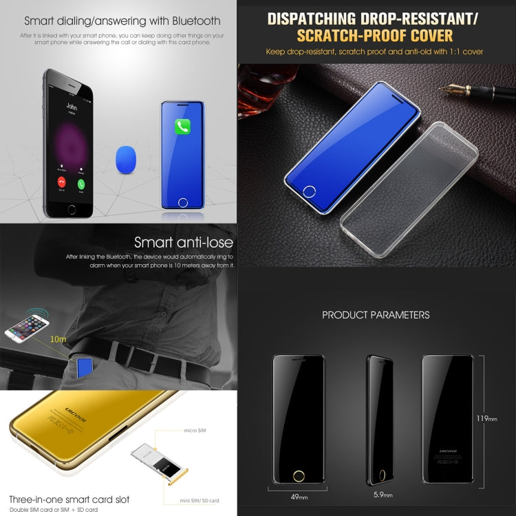 Ulcool V66+, 1.54 inch, MTK6261D, Support Bluetooth Sync, Bluetooth Dial, FM, Anti-lost, GSM, Dual SIM (Blue) - free shipping - PMC Jewellery - Order now!