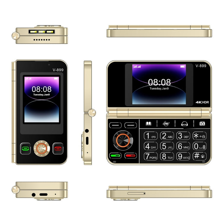 SOYES V-899, 32MB+64MB, 2.4 inch + 2.8 inch Display MTK6261D CPU, BT 3.0, Network: 2G, Dual SIM (Gold) - SOYES by SOYES | Online Shopping South Africa | PMC Jewellery | Buy Now Pay Later Mobicred