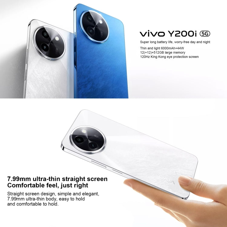 vivo Y200i, Dual Back Cameras, 12GB+512GB, Face ID Screen Fingerprint Identification, 6.72 inch Android 14.0 OriginOS 4 Snapdragon 4 Gen 2 Octa Core 2.2GHz, OTG, Network: 5G, Support Google Play (White) - vivo by vivo | Online Shopping South Africa | PMC Jewellery | Buy Now Pay Later Mobicred