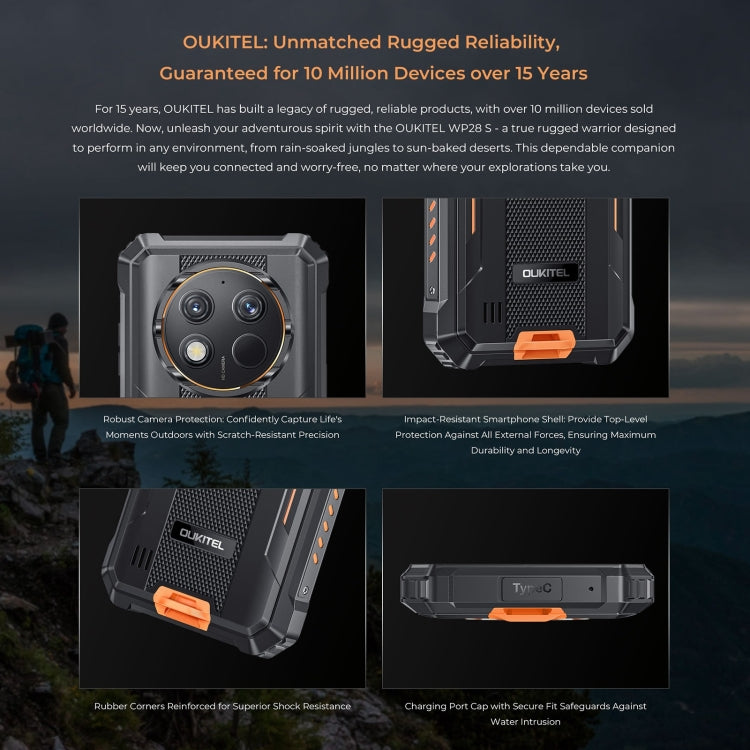 Oukitel WP28 S IP68/IP69K Rugged Phone, 4GB+128GB, Fingerprint, 6.52 inch Unisoc T606 Octa-core, NFC, OTG, Network: 4G (Orange) - OUKITEL by OUKITEL | Online Shopping South Africa | PMC Jewellery | Buy Now Pay Later Mobicred