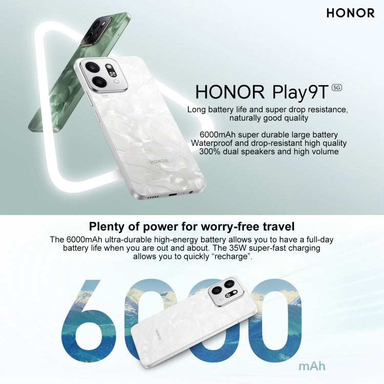 Honor Play9T 5G, 8GB+256GB, 6.77 inch MagicOS 8.0 Qualcomm Snapdragon 4 Gen2 Octa Core up to 2.2GHz, Network: 5G, OTG, Not Support Google Play (White) - Honor by Huawei | Online Shopping South Africa | PMC Jewellery | Buy Now Pay Later Mobicred