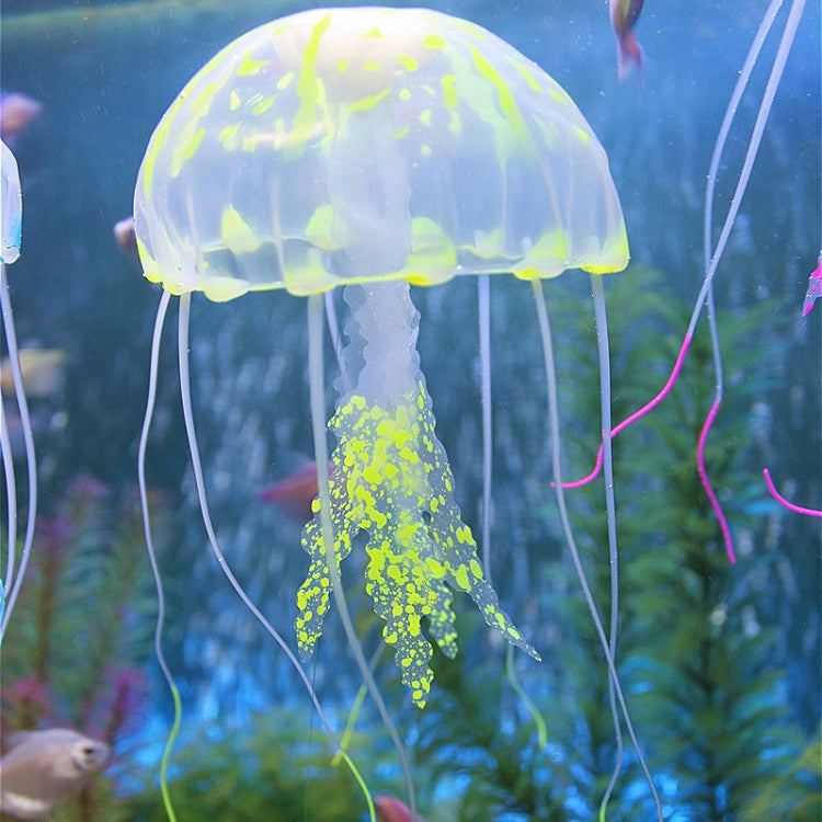 Aquarium Articles Decoration Silicone Simulation Fluorescent Sucker Jellyfish, Size: 8*20cm(Yellow) - free shipping - PMc TechLife - Order now!
