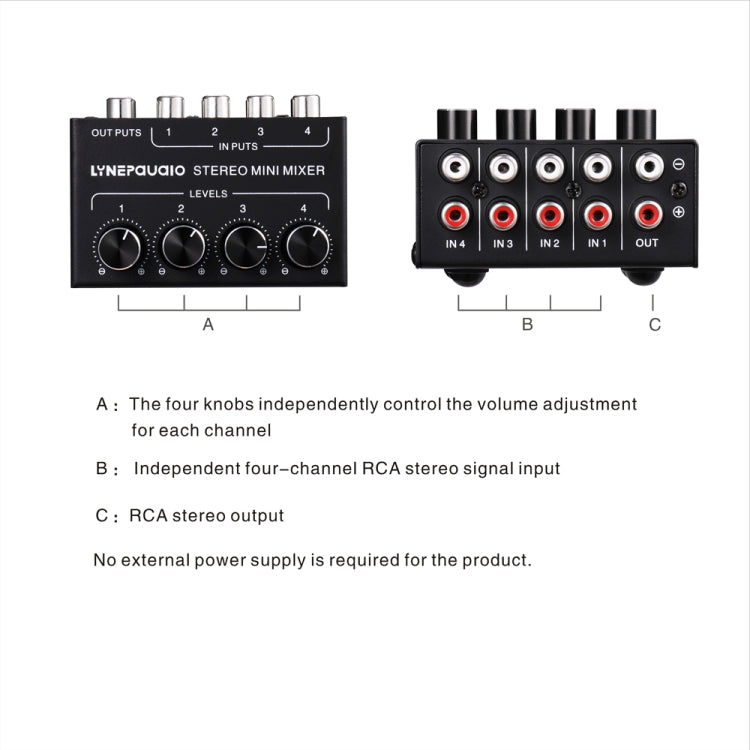 LINEPAUDIO B896 Four-channel Sassive Mixer (Black) -  by PMC TechLife | Online Shopping South Africa | PMC TechLife | Buy Now Pay Later Mobicred