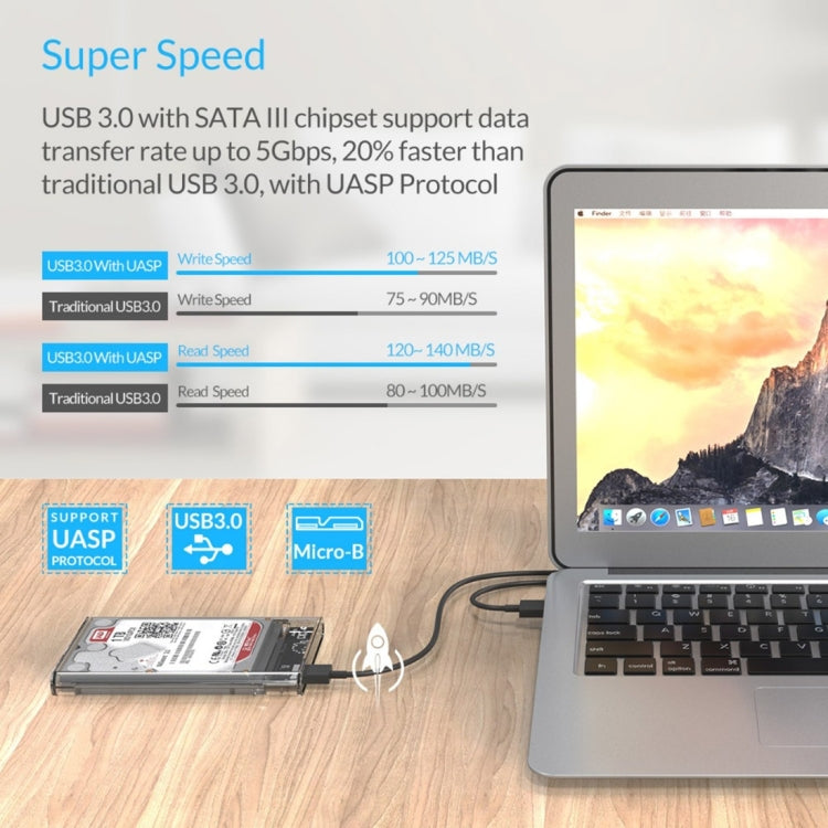 ORICO 2139U3-CR USB3.0 Transparent External Hard Disk Box Storage Case for 9.5mm 2.5 inch SATA HDD / SSD - HDD Enclosure by ORICO | Online Shopping South Africa | PMC TechLife | Buy Now Pay Later Mobicred