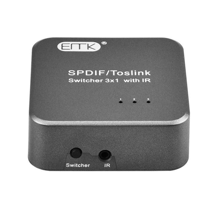 EMK SPDIF/TosLink Digital Optical Audio 3x1 Switcher with IR Controller (Grey) - free shipping - PMC Jewellery - Order now!