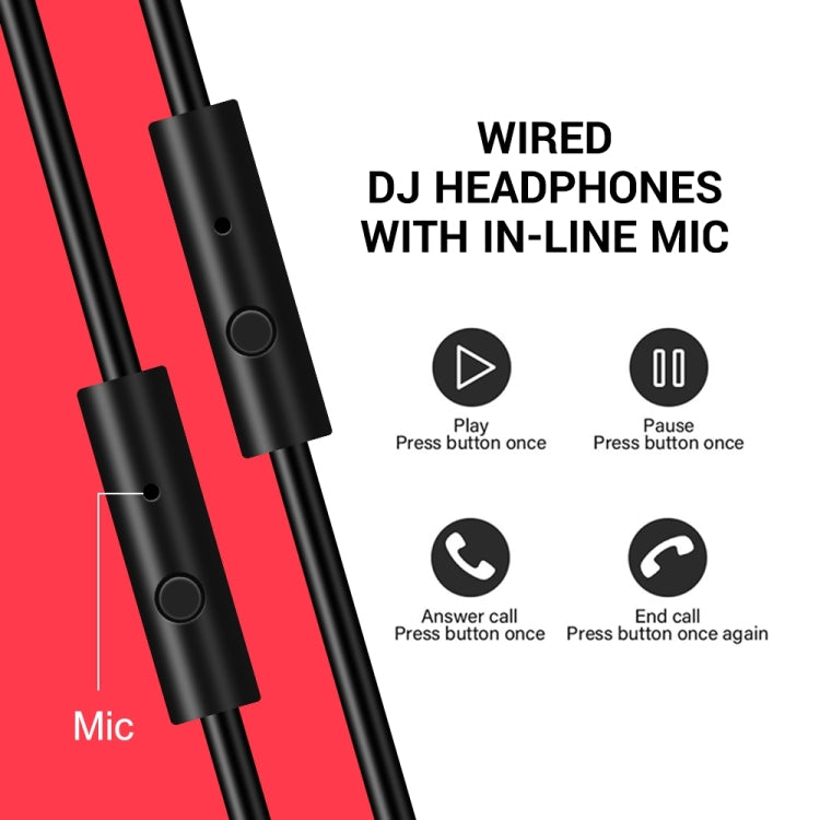 OneOdio A71 Head-mounted Noise Reduction Wired Headphone with Microphone(Red Black) - free shipping - PMC Jewellery - Order now!