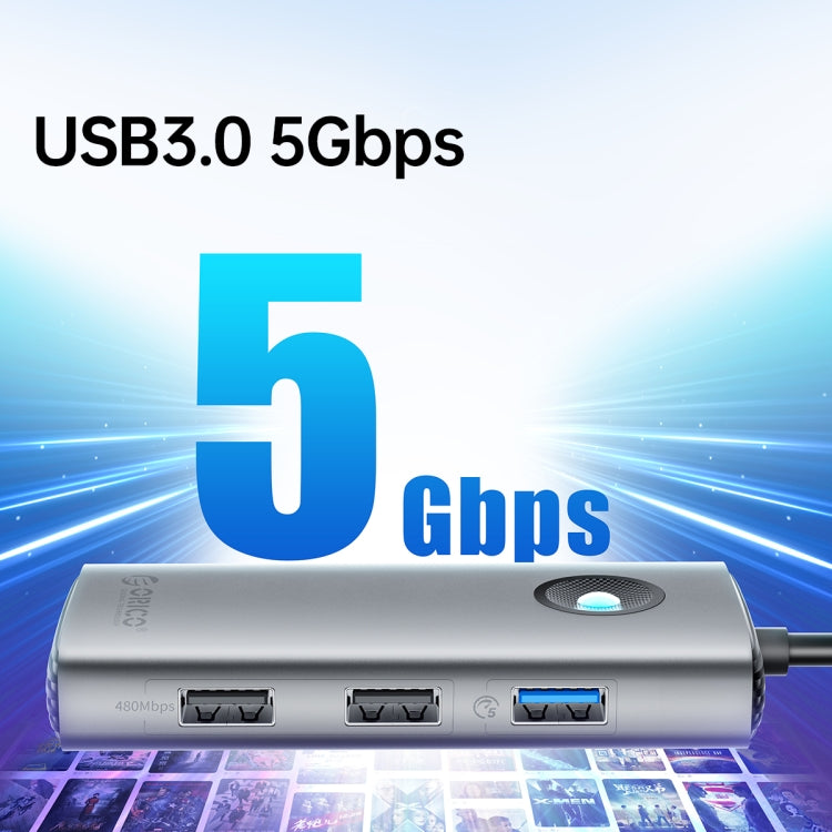 ORICO PW11-5P Type-C / USB-C 5-in-1 5Gbps Multifunction Docking Station(Silver) - USB HUB by ORICO | Online Shopping South Africa | PMC TechLife | Buy Now Pay Later Mobicred